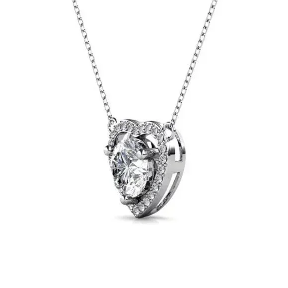 Certified 1ct. t.w.Moissanite Diamond Heart Necklace NEW